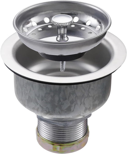 ZM Kitchen Sink Stainless Steel Basket Strainer with Drain Assembly, 3-1/2 Inch Sink Drain Stopper Plug