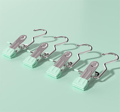 Clips for Hanging, Clothes Drying Clip Multifunctional Seamless Towel Hat Sock Windproof Pants Clip, Stainless Steel Hook Hanger Clips for Pants, Socks, Towels, Hats, Boots, and Travel