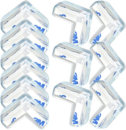 Corner Guards BLLNDX 12PCS High Resistant Adhesive Clear Corner Protectors High Resistant Adhesive Gel Proof Corner Guards for Furniture,Bed,Dressers,Cabinets L-Shaped Edge Bumpers