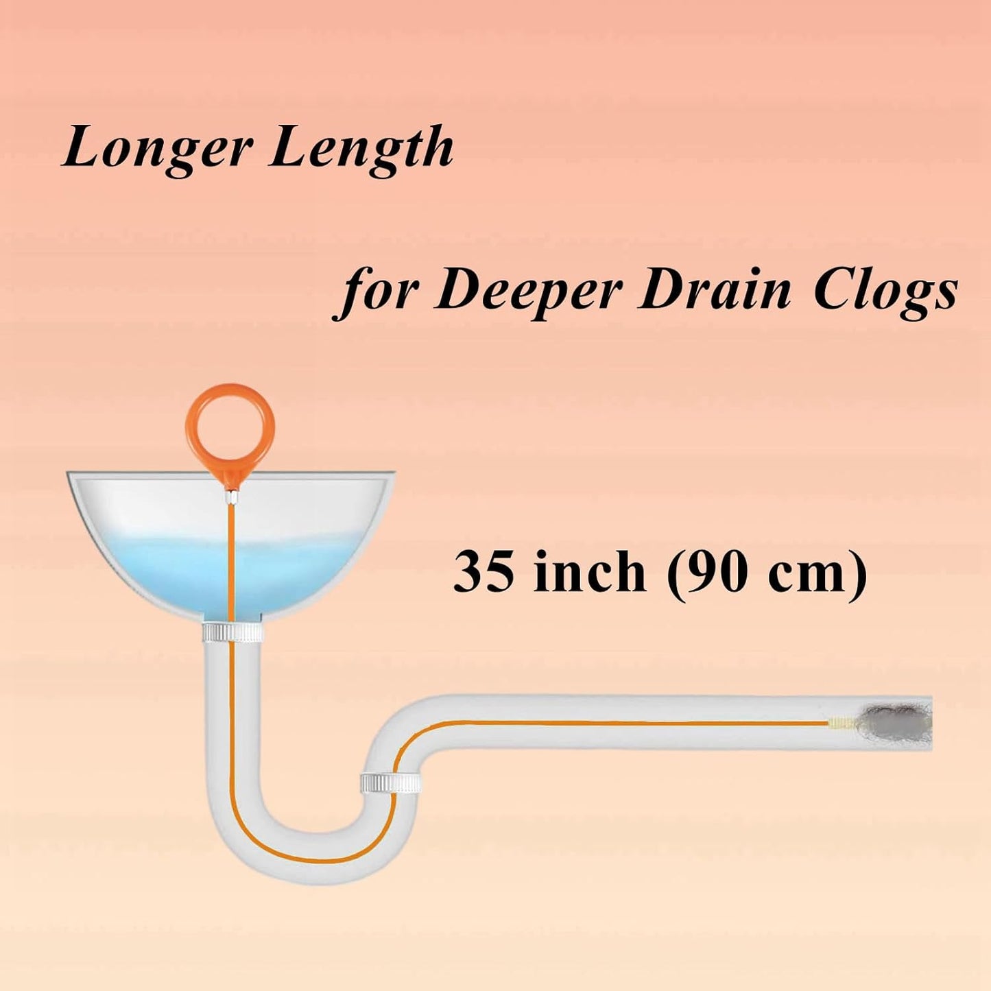 35 Inch Drain Snake Hair Clog Remover Tool, Long Flexible Anti-Break Steel Plumbing Snake, for Bathroom Sink, Shower, Tub, Pipe Drain (4 Pack)
