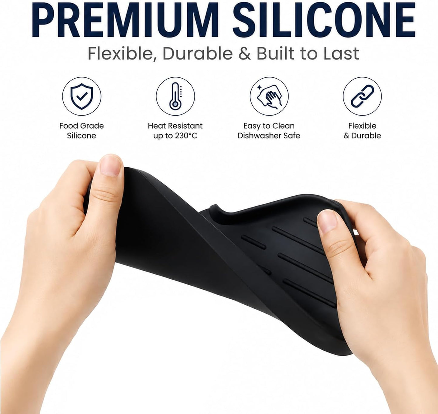 MicoYang Silicone Bathroom Soap Dishes with Drain Spout-Bathroom and Kitchen Sink Organizer,Sponge Holder,Dish Soap Tray,Perfect for Dispenser,Scrubber,Bottle,Cup on Sink or Counter-Coffee 4.9"×3.2"