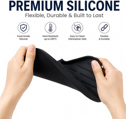 MicoYang Silicone Bathroom Soap Dishes with Drain Spout-Bathroom and Kitchen Sink Organizer,Sponge Holder,Dish Soap Tray,Perfect for Dispenser,Scrubber,Bottle,Cup on Sink or Counter-Coffee 4.9"×3.2"