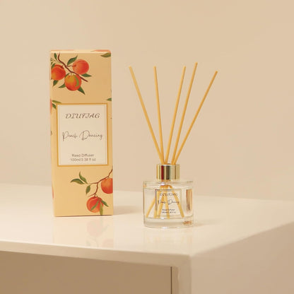 100ml Scent Diffuser with 6 Fiber Sticks, 3.5 oz Reed Diffuser Set Aromatherapy Fragrance Diffusers Air Fresheners for Home Bedroom Bathroom (Coconut)