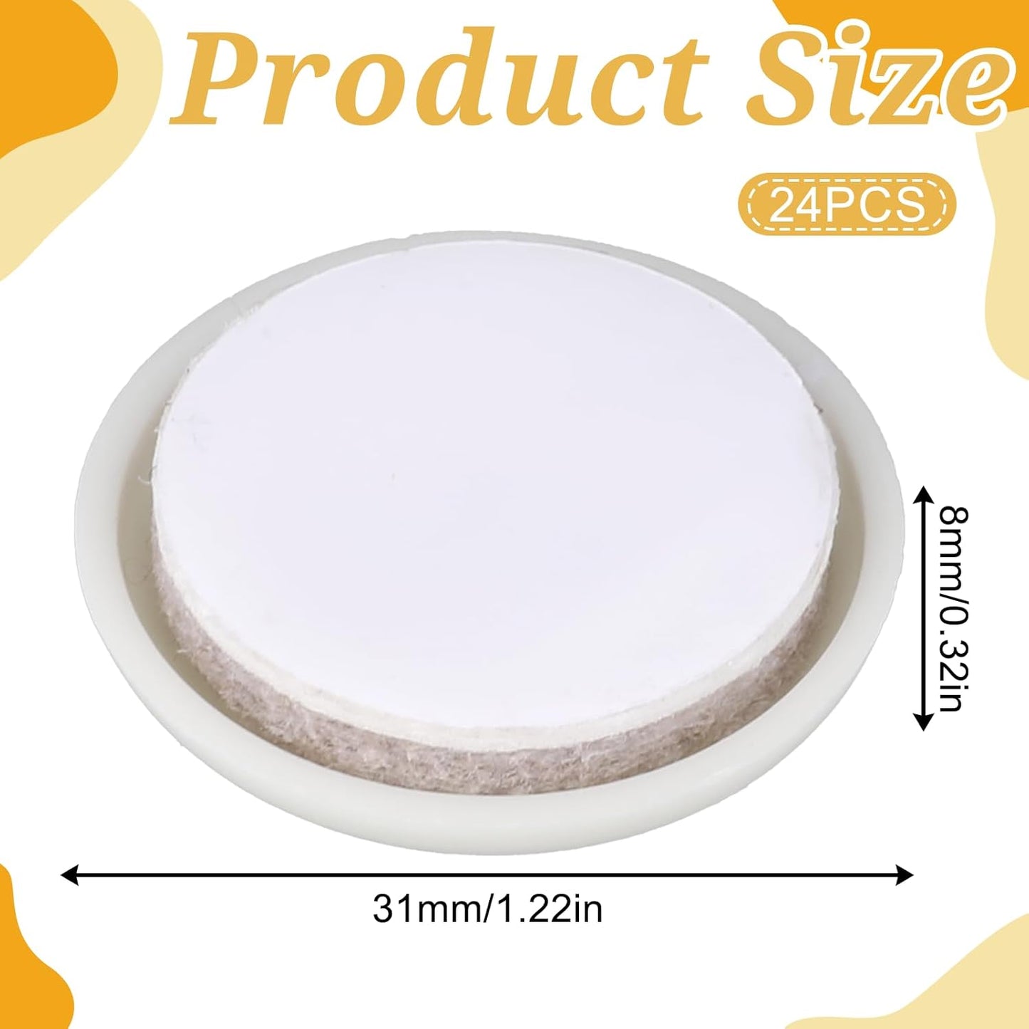 24 PCS Self-Stick Furniture Sliders, Reusable Round Glides Glider, 1-1/4" Furniture Sliders for Carpet & Hardwood Floors, Adhesive Carpets Slider for Moving Furnitures Protecting Carpet