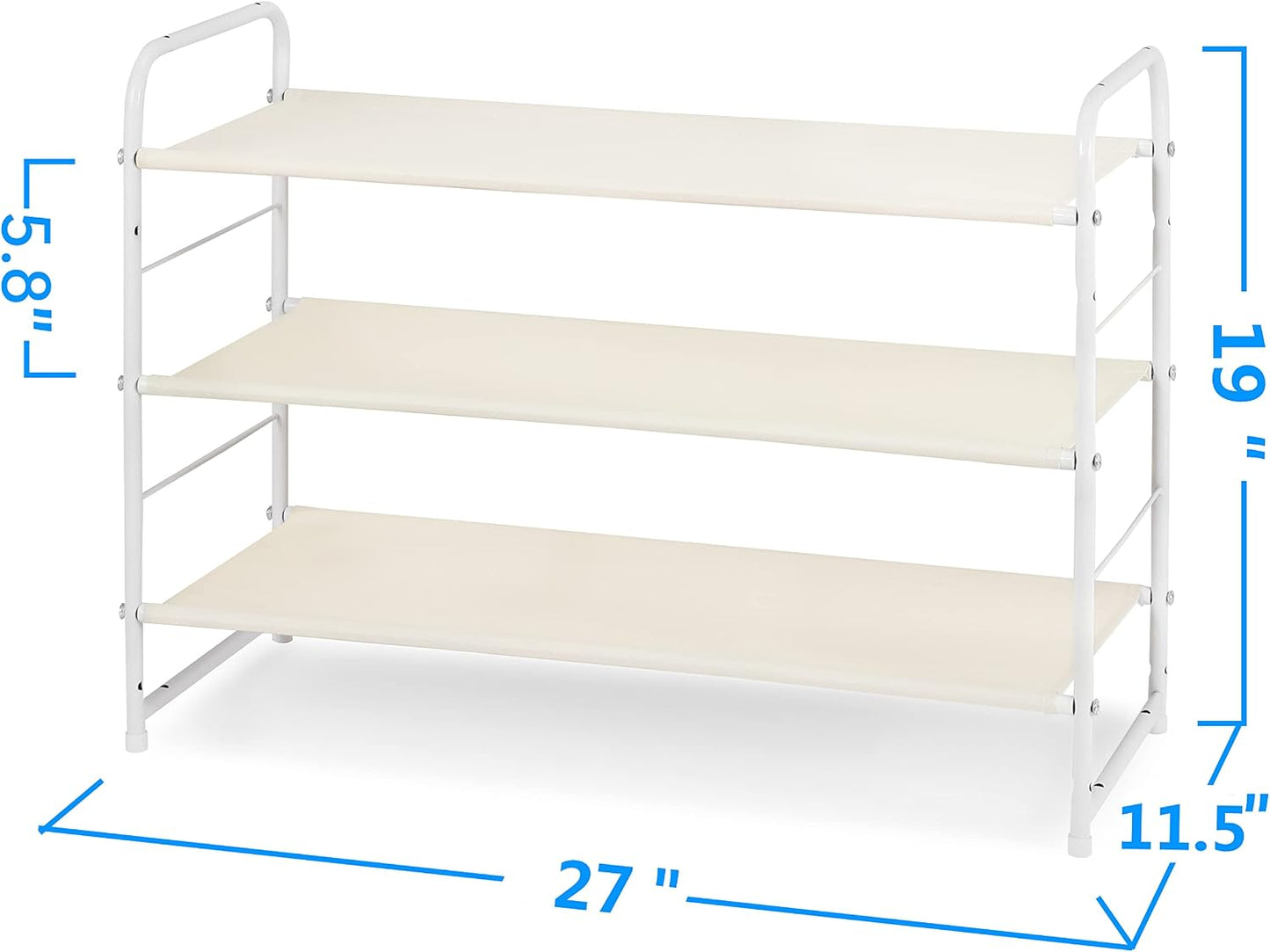 Simple Trending 3-Tier Stackable Shoe Rack, Expandable & Adjustable Shoe Shelf Storage Organizer, Wire Grid, Black