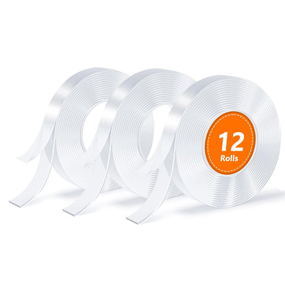 3 Rolls Double Sided Tape, Nano Tape, Transparent Adhesive Tape, Traceless Adhesive Tape, Removable, Washable, Reusable, Suitable for Carpets, Photo Walls, 9.85 Feet Per Roll