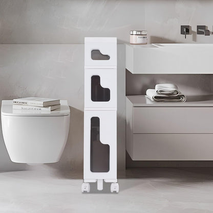 1 Tier Slim Bathroom Storage Cabinet, 15.7" L X 6.3" W X 16.9" H Slim Rolling Cart, 66.14 Lbs Load-Bearing Capacity Narrow Storage Cabinet for Living Room, Kitchen, Bathroom, Office
