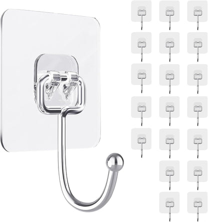 10 PCS Adhesive Wall Hooks 33lb(Max) Reusable Anti-Skid Traceless Hooks Heavy Duty 180 Degree Rotating,Waterproof and Oilproof, Bathroom Kitchen Heavy Duty Self Adhesive