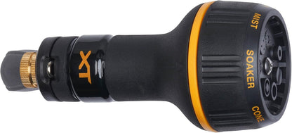 Melnor 65020-AMZ Metal Multi-Pattern Hose Nozzle with Rear Trigger Grip, 7 Spray Patterns, Heavy-Duty Metal Construction, Quick Connect Adapter, Black, Orange