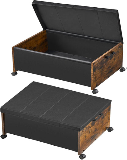 FOUCSSOMEI Under Bed Drawers on Wheels, XXXXL Size, UnderBed Storage with Wheels, Wooden Under Bed Storage, Heavy Duty, Patented Design