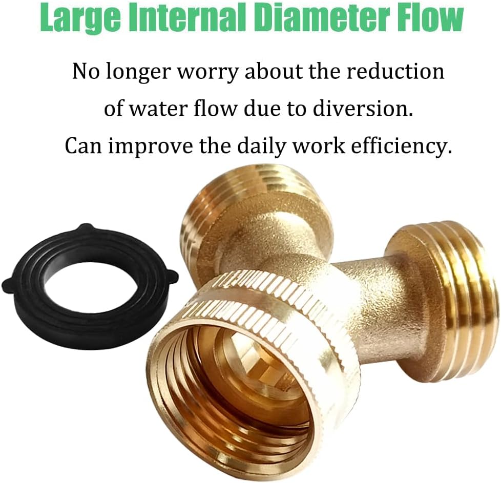 Joywayus 2PCS Brass 3/4" GHT Garden Hose Splitter Body Backyard 2 Way Y Shaped Swivel Connector Threaded Pipe Fitting Coupler Adapter with Washer