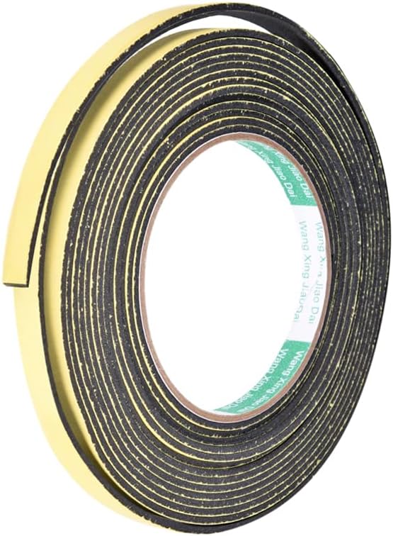 uxcell Sealing Foam Tape 5mm Wide 3mm Thick 4m/13ft Long, Self Adhesive Weather Strip for Window Door Insulation, Pack of 2
