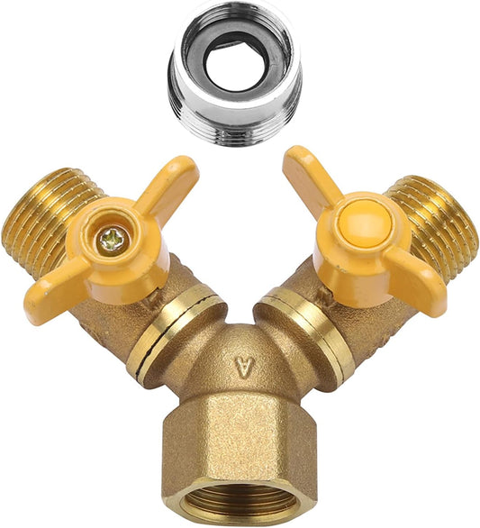 1/2 Inch Water Hose Splitter Washing Machine Splitter G1/2 Brass Garden Irrigation 2 Way Double Tap Hose Adapter Dual Faucet Connector