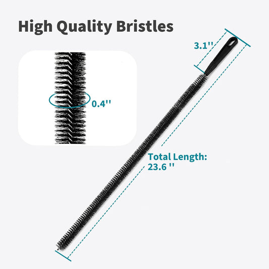 Drain Cleaning Brush 2 Pack, 23.6 Inch Long Pipe Cleaner Brush, Flexible Drain Clog Remover Tool with Nylon Bristles, Sink Drain Cleaner for Hair Clogs, Kitchen Sink, Bathroom Tub, Shower Drain