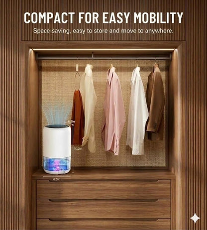 Dehumidifier for Bathroom Bedroom Closet and RV, Portable Small Space Moisture Absorber with Automatic Tank Shut-Off, Mini Dehumidifier for Humidity Reduction and Fresher Environments