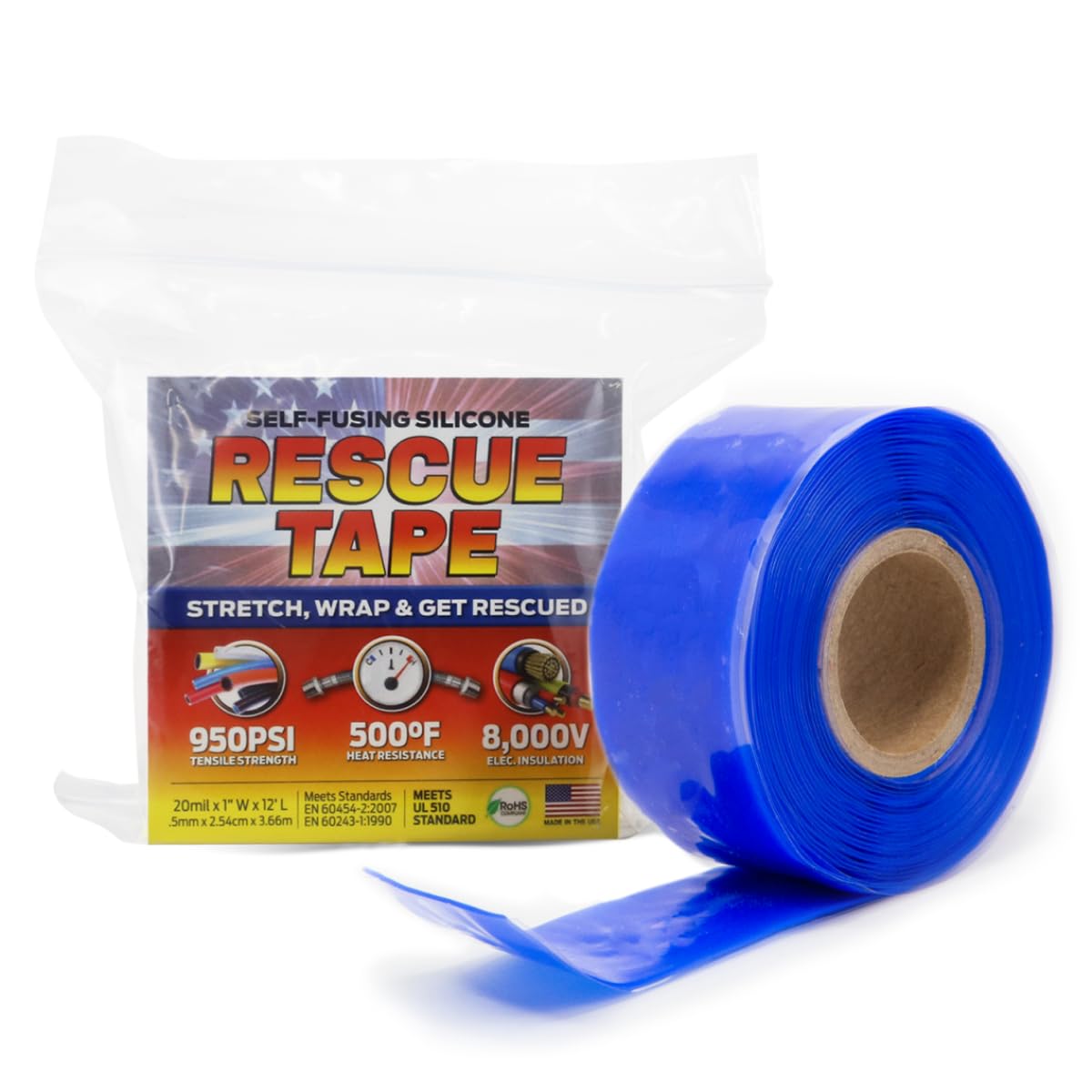 Bond It Rescue Tape, Self-Fusing Silicone for Emergency Plumbing, Pipe & Hose Repair, Electrical Insulation, Waterproof, 950 PSI, Made in USA, 1" x 12', Red
