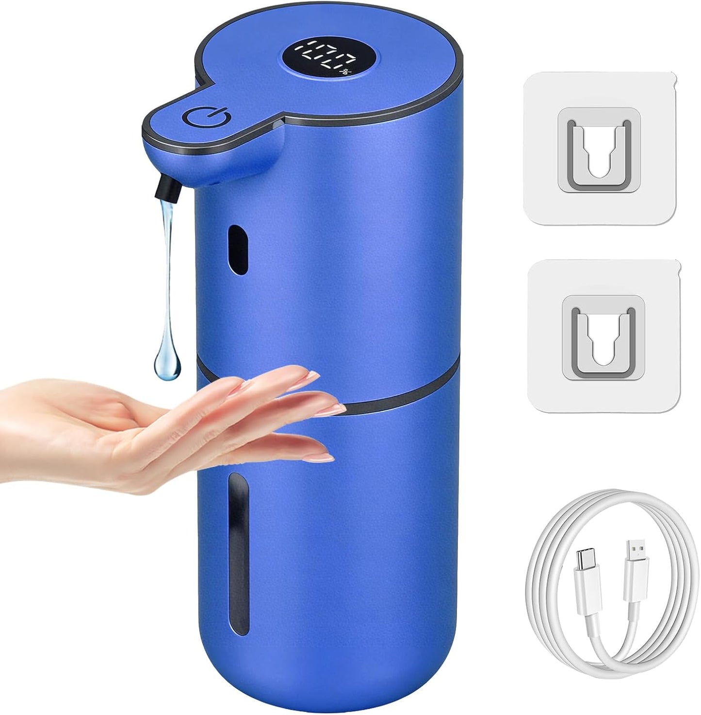 OHIFAST Automatic Foaming Soap Dispenser Touchless, USB Rechargeable Smart Hand Soap Dispenser, 6-Level Adjustable, 12.8oz/380mL Wall Mounted for Bathroom Kitchen Dish Soap-White