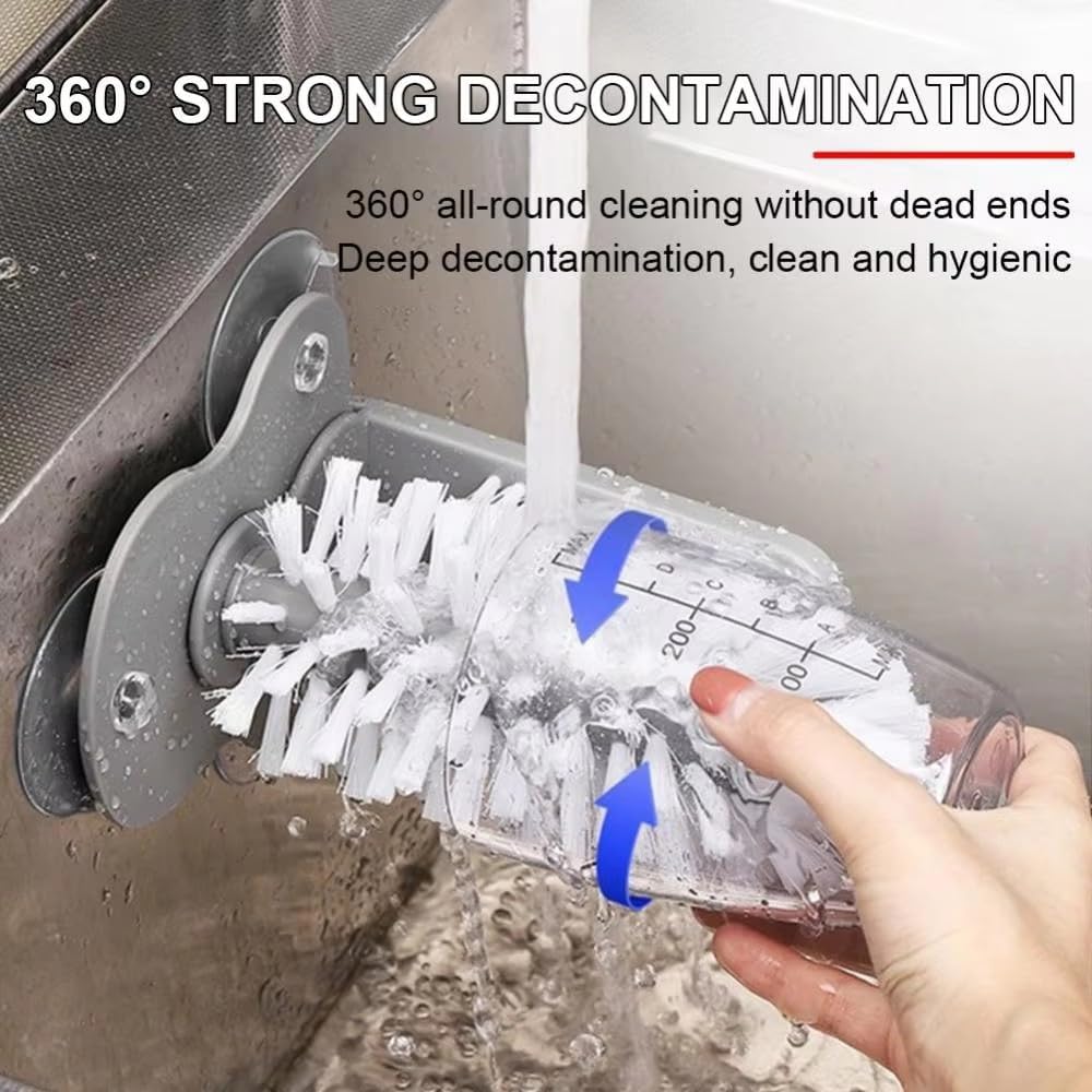 Water Bottle Cleaning Glass Washer Brush Cup Sink Washer Brush with Suction Base Bristle Brush for Beer Cup, Long Leg Cup, Red Wine Glass and More Bar Sink Brushes Cup Brush Bar Kitchen Tool