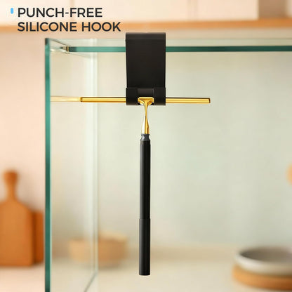 10.7“ Wide All-Purpose Shower Squeegee for Glass Doors, Squeegee for Shower Glass with Hook, Window Squeegee for Home, Small Squeegee for Shower, Bathroom, Car Glass, Mirror (Black)