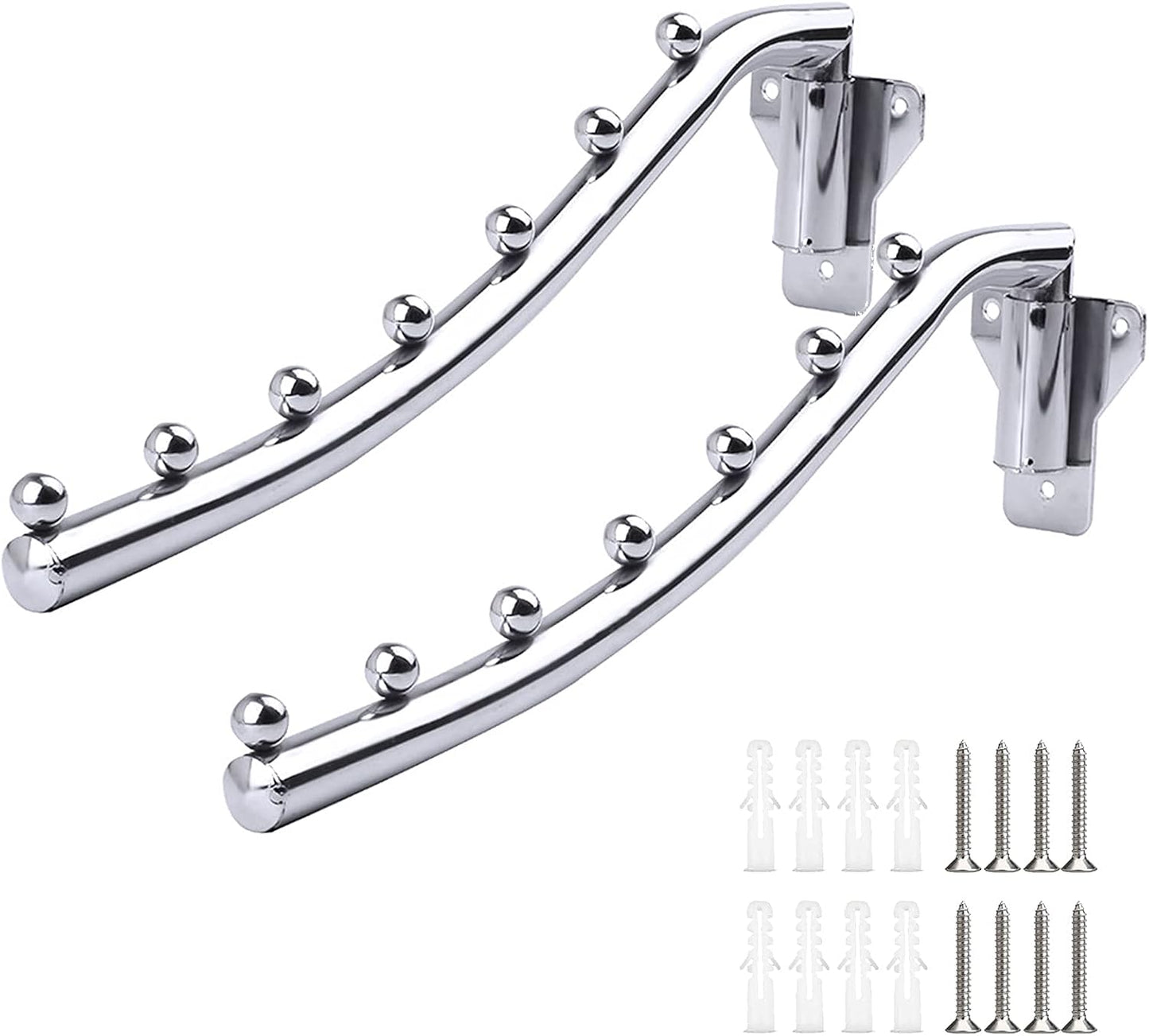 Folding Clothes Hanger Rack Wall Mount, Wall Mounted Clothes Rack Metal, 2 Pack Stainless Steel Garment Hooks Clothing Multiple Hook Space Saving for Closet Organizer, Bathroom, Laundry Room, Kitchen