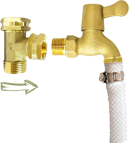 2PCS Brass 3/4" GHT Garden Hose Splitter Body Backyard 2 Way Y Shaped Swivel Connector Threaded Pipe Fitting Coupler Adapter with Washer