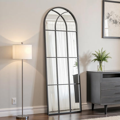 OGCAU Floor Full Length Mirror, 56"x20" Arched Full Body Mirror, Hanging or Leaning, Standing, Wall Mounted with Aluminum Frame for Bedroom Living Room, White