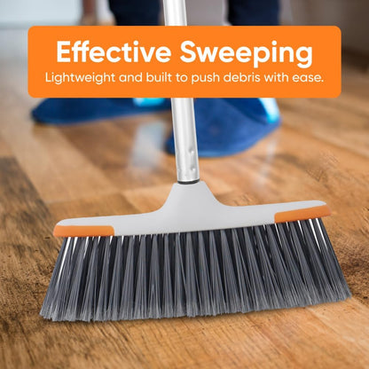 Superio Grey Broom, Heavy-Duty Indoor & Outdoor Broom with 48-Inch Handle, Multi-Surface Floor Cleaning for Home, Kitchen, Garage & Office