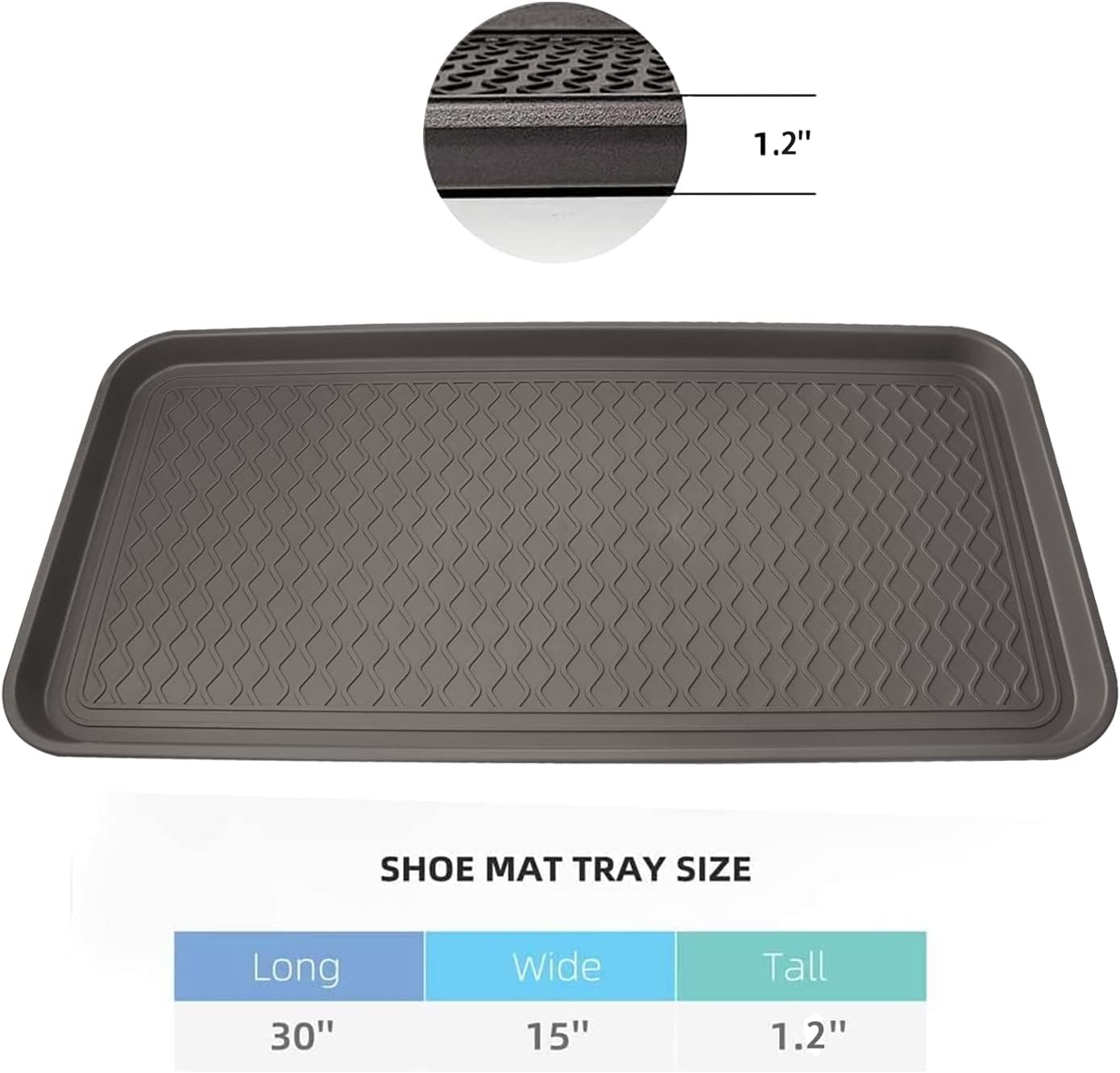 Finorder Multi-Purpose Boot Trays, Set of 2 Black All Weather Heavy Duty Shoe Trays, Pet Feeding Mat, Use for Indoor and Outdoor, 30" x 15" x 1.2"