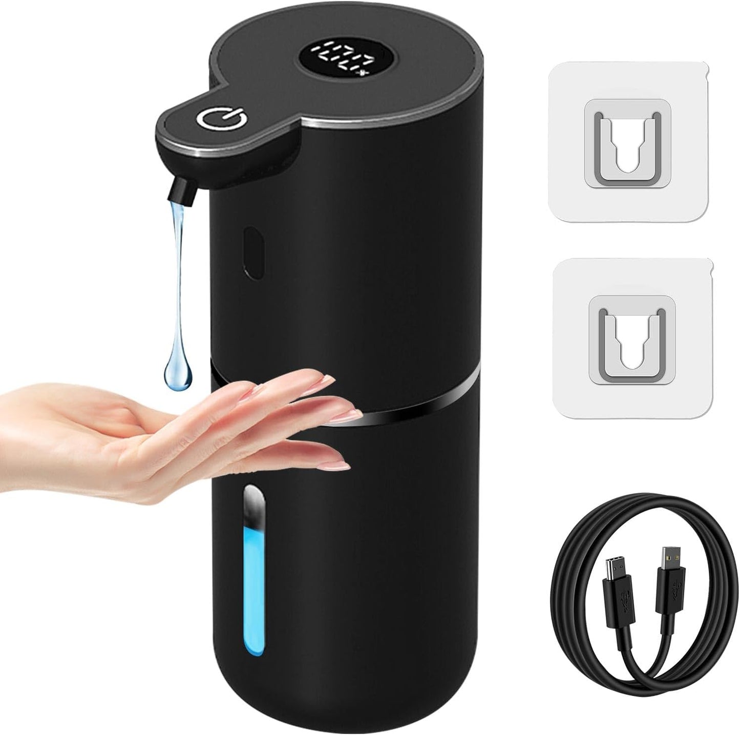 OHIFAST Automatic Foaming Soap Dispenser Touchless, USB Rechargeable Smart Hand Soap Dispenser, 6-Level Adjustable, 12.8oz/380mL Wall Mounted for Bathroom Kitchen Dish Soap-White