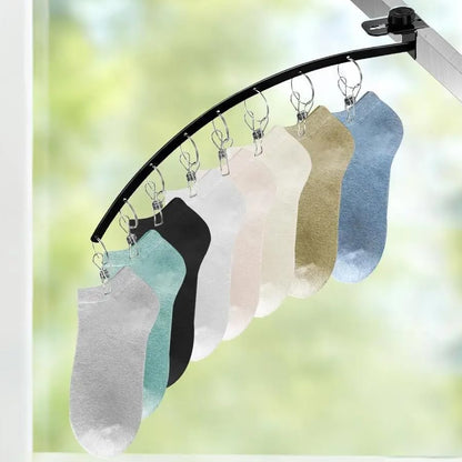 ARFUKA Clothes Hangers with Clips Stainless Steel Balcony Drying Rack Organizer Rack for Drying Socks Bras UnderwearsClothes Hats Scarfs Towels Pants and Gloves Pack of 2