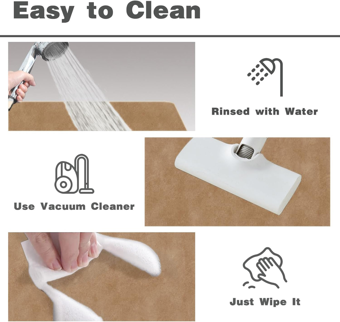 TYUU Bath Mat, Bathroom Rugs Non Slip Washable Thin Absorbent Quick Dry Bath Mat Fits Under Door Bathroom Floor Mat Perfect for Bath, Shower, or Sink 16"x24" Dark Grey