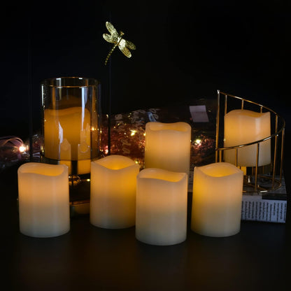 Vinkor Flameless Candles Battery Operated Candles Real Wax Pillar LED Candles with 10-Key Remote and Cycling 24 Hours Timer (Ivory Set of 12 （D: 3" x H: 4"）)