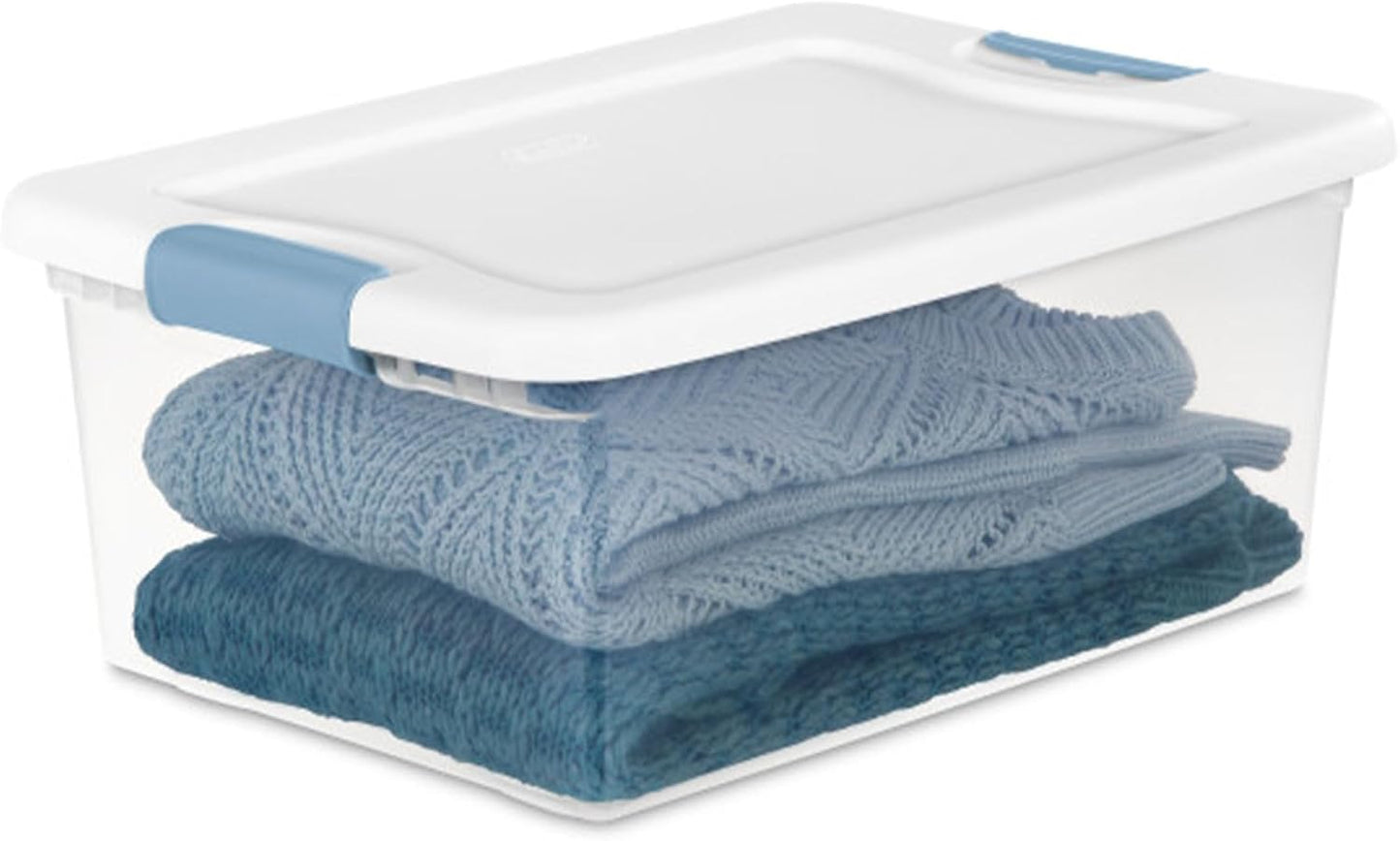 Sterilite 4-Pack 56 Quart Wheeled Latching Box, Underbed Clear Plastic Storage Organizer - Under Bed Rolling Container Bin with Lid and Wheels for Home or Dorm Bedrooms and Closets