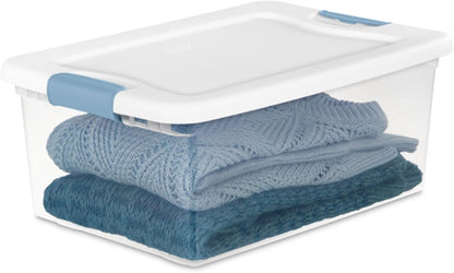 Sterilite 4-Pack 56 Quart Wheeled Latching Box, Underbed Clear Plastic Storage Organizer - Under Bed Rolling Container Bin with Lid and Wheels for Home or Dorm Bedrooms and Closets