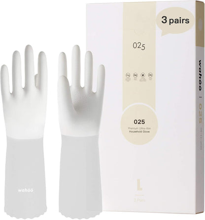 LANON Protection wahoo PVC Dishwashing Cleaning Gloves, Reusable Unlined Kitchen Gloves, Non-Slip, Large