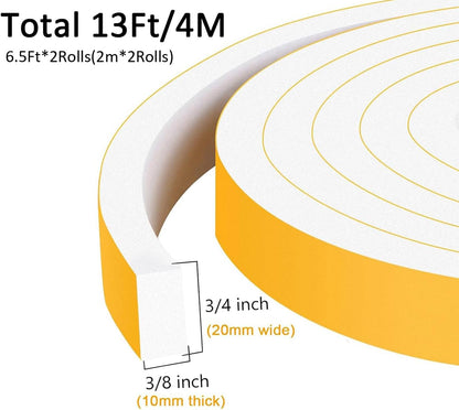 Strong Adhesive Weather Stripping, High Density Weatherproof Weather Stripping Door Seal Strip for Sliding Door, Windows,Noise-Reduction Foam Sealing Strip, White(1/2 in x 1/4 in x 13Ft) - Colors A