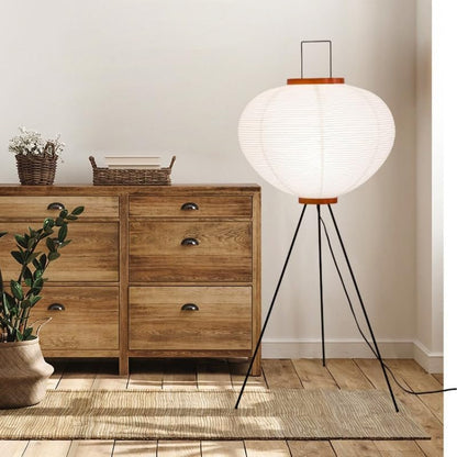 Japanese Rice Paper Floor Lamp，Noguchi Style Paper Floor Lantern Lamps,Akari Japandi Light for Wabi Sabi Decor，47.2“ Handmade Rice Paper Standing Lamps for Living Room,Bedroom, Office