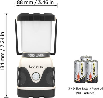 Lepro 1500LM Battery Powered LED Camping Lantern, Green Tent Light with 4 Light Modes, Camping Essentials, Waterproof Lantern Flashlight for Camping, Emergency Light, Power Outages, Not Rechargeable