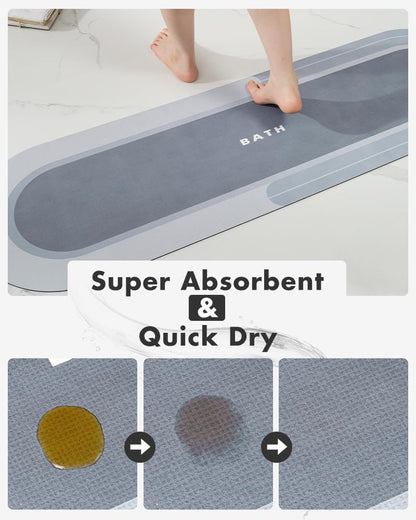 MontVoo Bath Mat - Non Slip, Quick Dry, Stain Resistant Bath Mat Rug for Bathroom Floor - Easy Care Shower Rug for Outside Bathtub - 17"x27" Grey