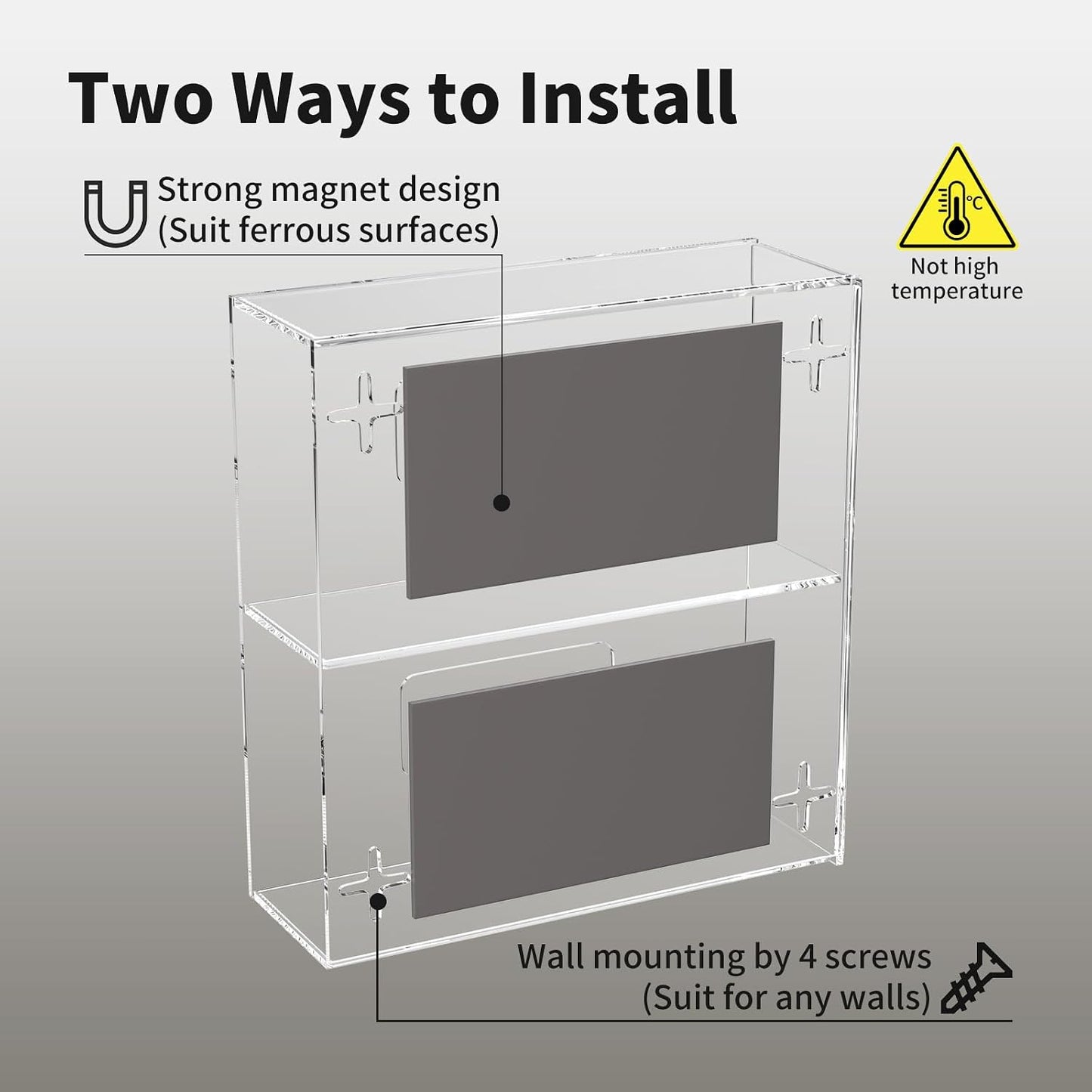 HIIMIEI Glove Holder for Wall Mount: Magnetic Gloves Box Holder, Acrylic Disposable Rubber Latex Glove Dispenser