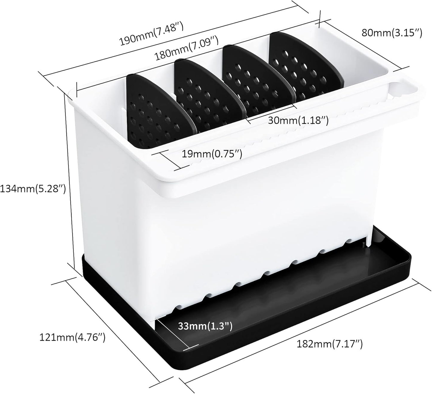 JOMOLA Kitchen Sink Organizer Dish Brush Sponge Holder Caddy Toothbrush Holders for Bathrooms Sinkware Kitchen Utensil Holder Sink Caddy Organizer with 4 Separate Dividers Removable Drain Tray (Grey)