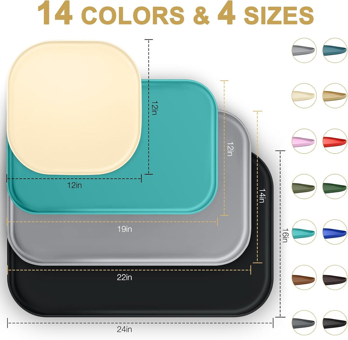 SMILOOL Silicone Pet Food Mat with Raised Edge for Food and Water Bowl, Dog Feeding Mats, Cat Food Trays for Floor Waterproof, Rubber Tray for Dogs and Cats, 19 x 12 x 0.7 Black