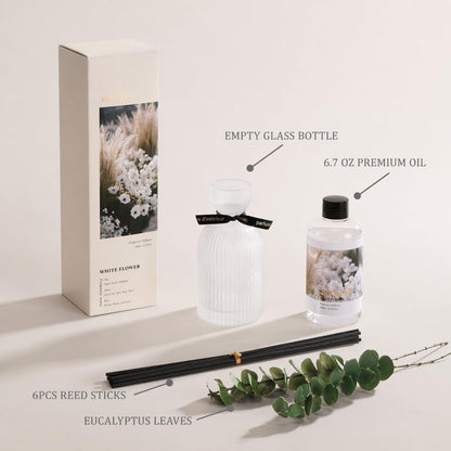 Airkeep Reed Diffuser Set 6.76 oz – Cherry Blossom Home Fragrance with Eucalyptus Sticks – Decorative Glass Bottle for Bathroom, Bedroom & Living Room Décor – Gift Ready