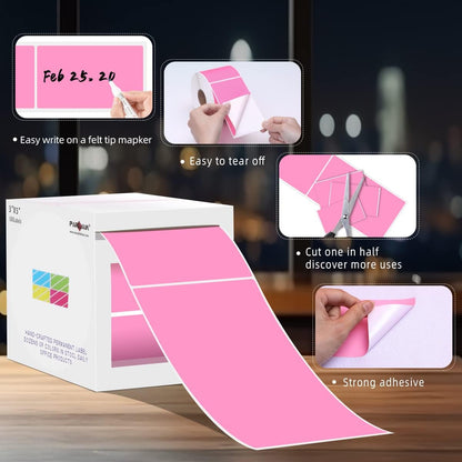 PARLAIM 3 X 5 Inch Rectangle Adhesive Color Coding Stickers,Square Inventory Label Stickers -500Per Dispenser Box (Fluorescent Green)