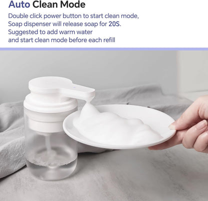 Automatic Foaming Soap Dispenser, Rechargeable Touchless Foam Hand Soap Dispenser for Bathroom, Soap Pump for Kitchen, Water-Resistant, Xmas Gift 10oz