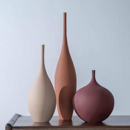Relexome White Ceramic Vase Modern Boho Wabi-Sabi Flower Vase Set of 3 Decorative Aesthetic Vases for Centerpieces Pampas Matte Minimalist Vases for Living Room Table Shelf Home Decor Gift