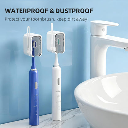 Travel Toothbrush Cover 2PCS,【Innovative Band Design】 Stay Closed Electric Toothbrush Covers Caps, Toothbrush Head Cover for Travel, Camping,Bathroom, Business