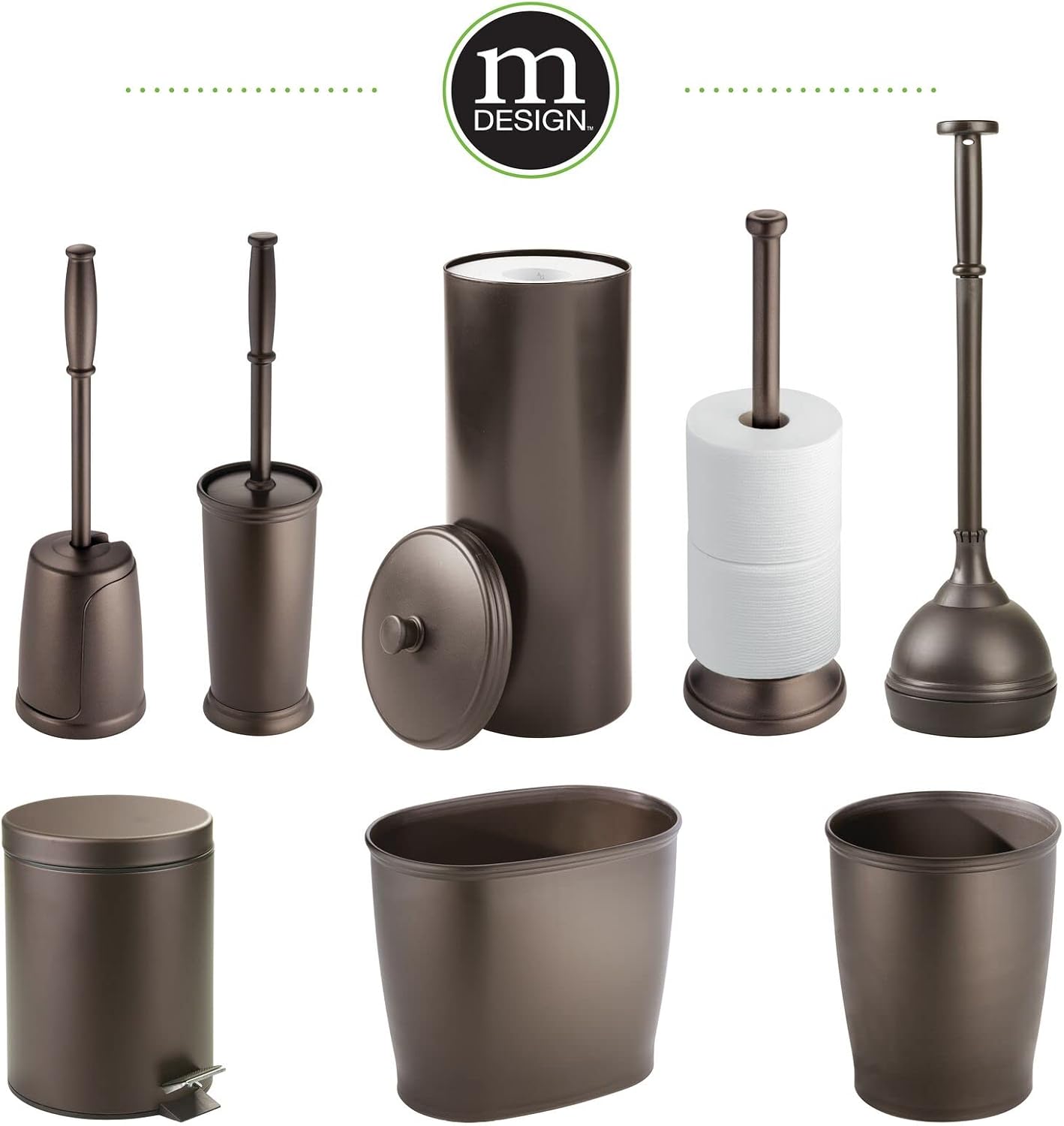 mDesign Metal Freestanding Slim Toilet Bowl Brush and Holder