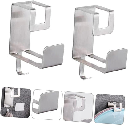 Uonlytech 2Pcs Wall Mounted Washbasin Storage Rack Self Adhesive Bathroom Basin Hanger for Towels Brushes and Cleaning Cloths Compact Durable Design No Punch Needed