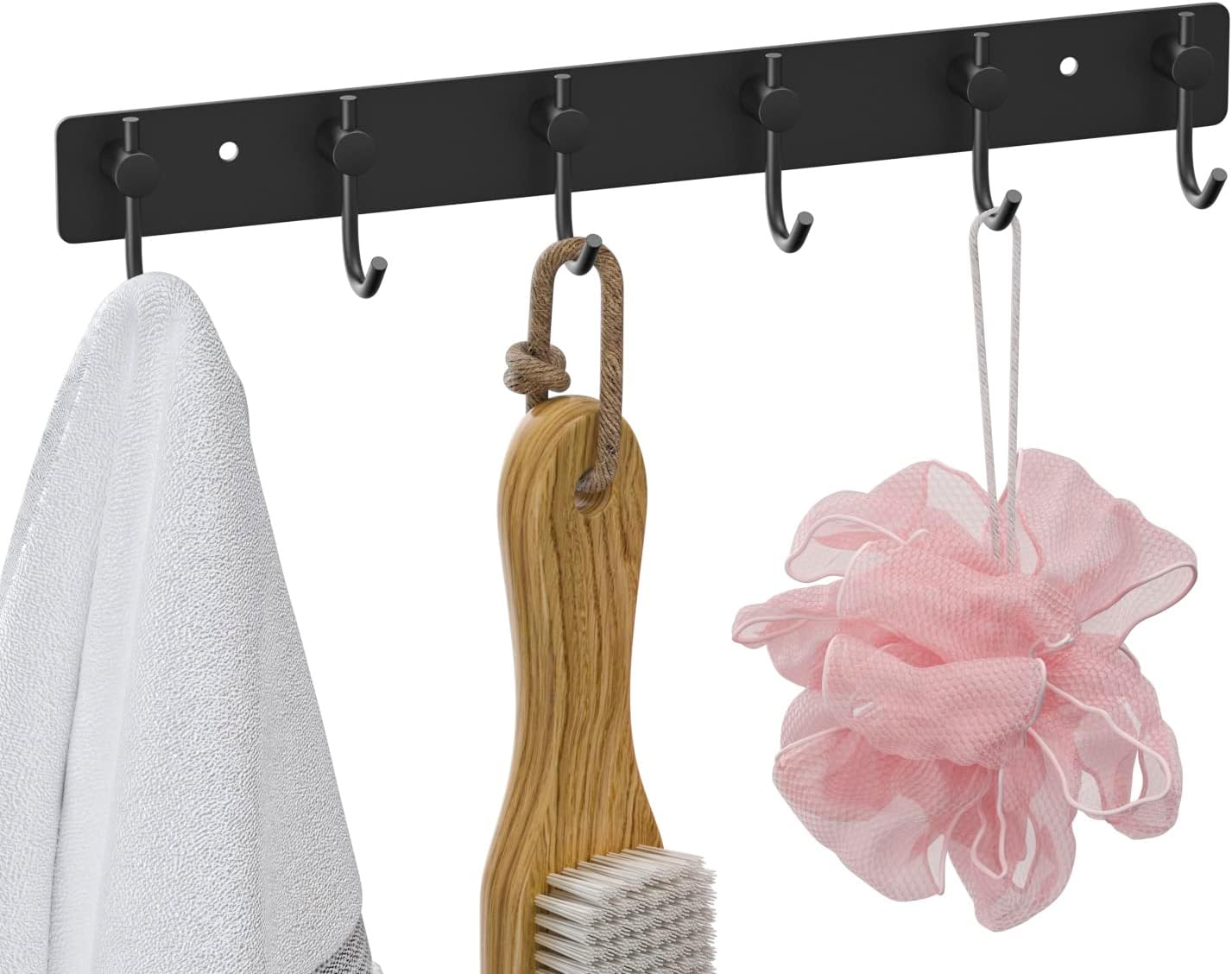 VAEHOLD Black Hat and Coat Wall Mount Rack - 3 Hooks for Robes, Bags, Keys, and Towels - Bathroom Towel Hanger Organizer (1 Pack)